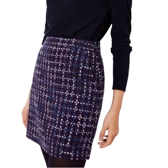 Loft Tweed Skirt Blue Purple - Picture 1 of 6